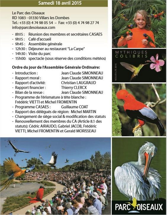 Assemblé Générale d'ordinaire d'Aviornis International France 17,18,19 Avril 2015